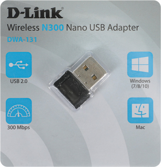 Сетевой адаптер Wi-Fi D-Link DWA-131 DWA-131/F1A N300 USB 2.0 (ант.внутр.) 2ант. Сетевой адаптер Wi-Fi D-Link DWA-131 DWA-131/F1A N300 USB 2.0 (ант.внутр.) 2ант.