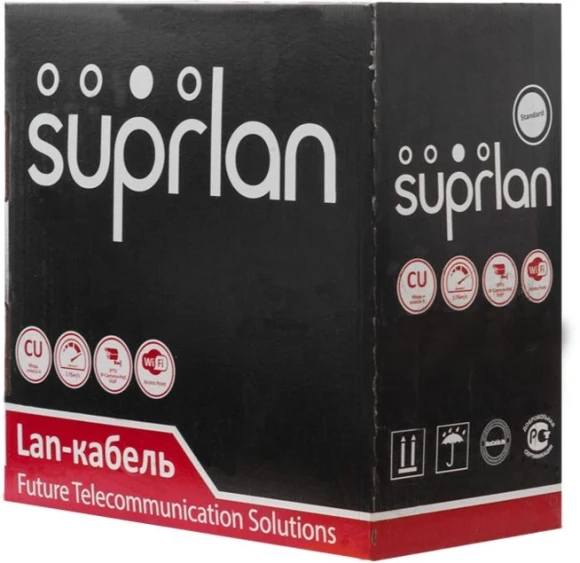 Кабель сетевой информационный Suprlan Premium 01-0313-5 кат.5E UTP 4 пары 24AWG PVC внутренний 305м серый Кабель сетевой информационный Suprlan Premium 01-0313-5 кат.5E UTP 4 пары 24AWG PVC внутренний 305м серый