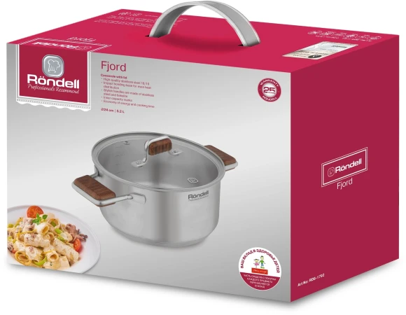 Кастрюля Rondell Fjord RDS-1792 5.2л. d=24см (с крышкой) стальной