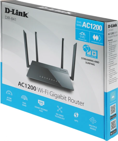 Роутер беспроводной D-Link DIR-841/RU/A1 AC1200 10/100/1000BASE-TX черный Роутер беспроводной D-Link DIR-841/RU/A1 AC1200 10/100/1000BASE-TX черный
