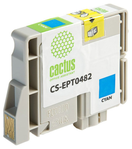 Картридж струйный Cactus CS-EPT0482 T0482 голубой (14.4мл) для Epson Stylus Photo R200/R220/R300/R320/R340/RX500/RX600/RX620/RX640 с чипом