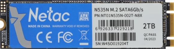 Накопитель SSD Netac SATA-III 2TB NT01N535N-002T-N8X N535N M.2 2280 Накопитель SSD Netac SATA-III 2TB NT01N535N-002T-N8X N535N M.2 2280