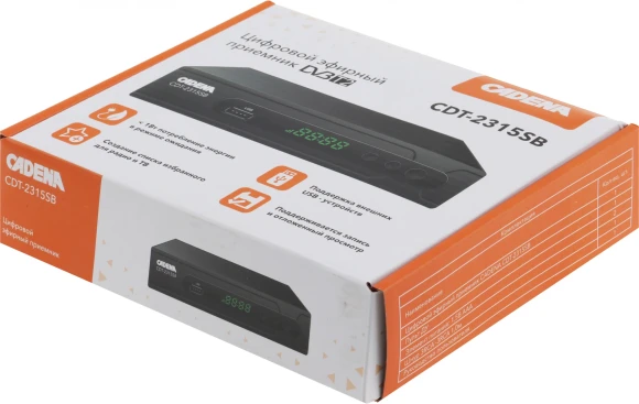 Ресивер DVB-T2 Cadena CDT-2315SB черный