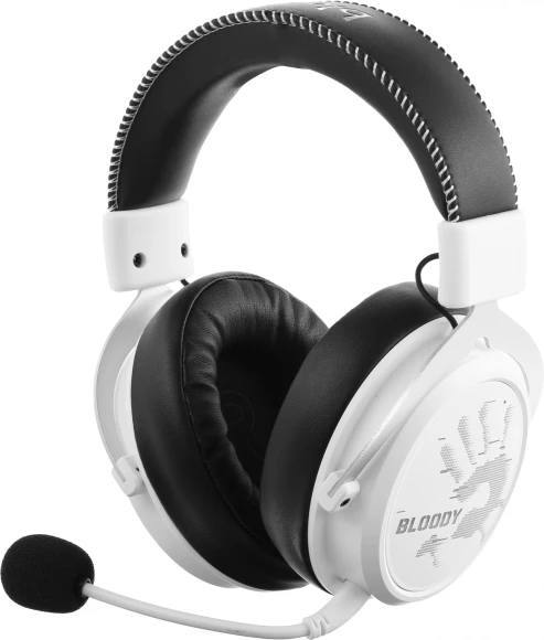 Наушники с микрофоном A4Tech Bloody MR590 Sports белый/черный 1.5м мониторные BT/Radio/3.5mm оголовье (MR590+ WIRED/SPORT WHITE)