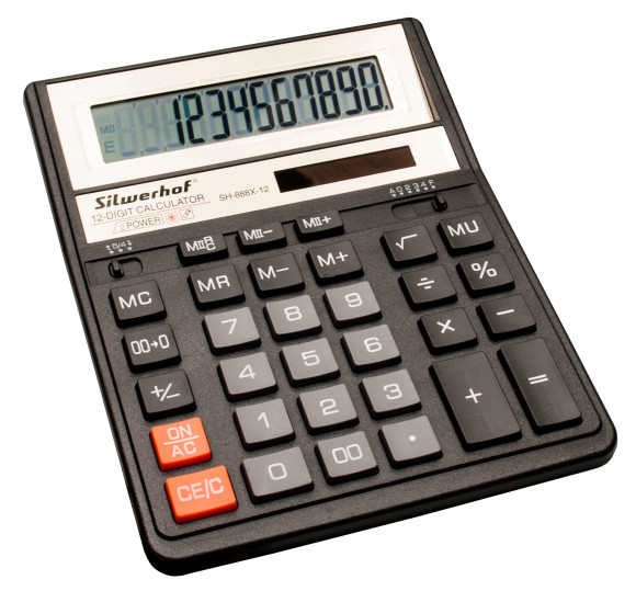 Калькулятор настольный Silwerhof SH-888X-12 черный 12-разр.
