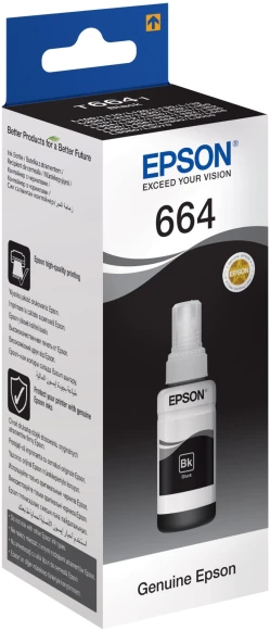 Чернила Epson 664 C13T66414A черный 70мл для Epson L100 Чернила Epson 664 C13T66414A черный 70мл для Epson L100
