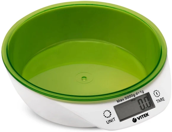 Весы кухонные электронные Vitek VT-2400 макс.вес:5кг белый/зеленый Весы кухонные электронные Vitek VT-2400 макс.вес:5кг белый/зеленый