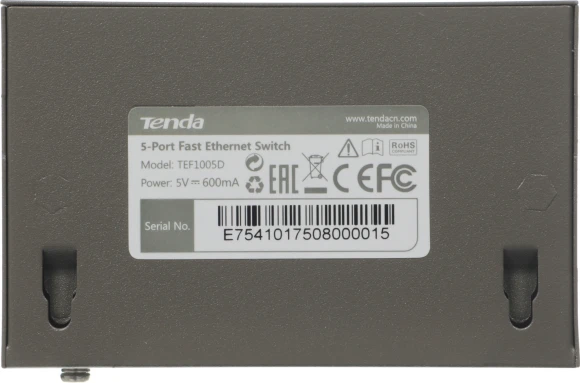 Коммутатор Tenda TEF1005D (L2) 5x100Мбит/с неуправляемый