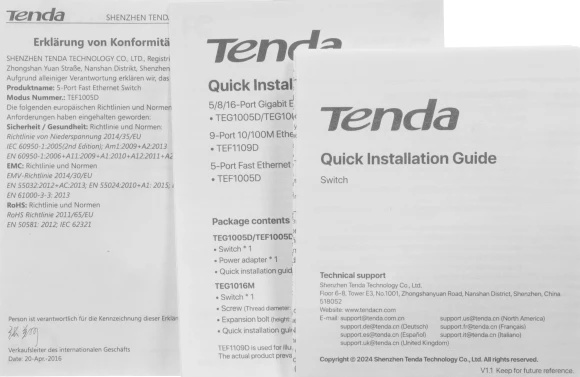 Коммутатор Tenda TEF1005D (L2) 5x100Мбит/с неуправляемый