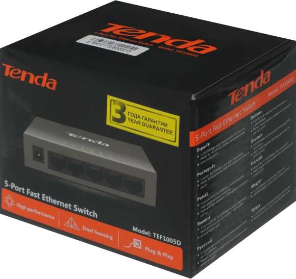 Коммутатор Tenda TEF1005D (L2) 5x100Мбит/с неуправляемый