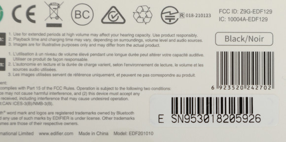 Гарнитура внутриканальные Edifier TWS330 NB черный беспроводные bluetooth в ушной раковине