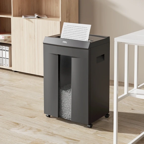 Шредер Deli Laro-H ET097 черный (секр.P-6) фрагменты 7лист. 30лтр. скобы пл.карты CD