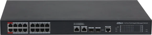 Коммутатор Dahua DH-S4220-16GT-190 (L2) 16x100Мбит/с 2x1Гбит/с 2SFP 16PoE 190W управляемый