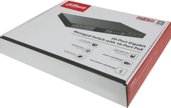 Коммутатор Dahua DH-S4220-16GT-190 (L2) 16x100Мбит/с 2x1Гбит/с 2SFP 16PoE 190W управляемый