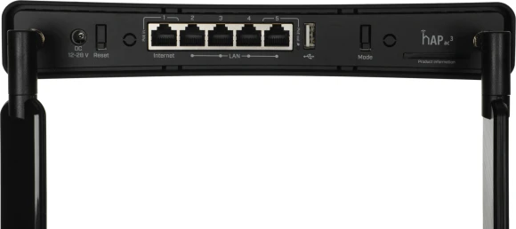 Роутер беспроводной MikroTik hAP ac3 (RBD53IG-5HACD2HND) AC1200 10/100/1000BASE-TX черный Роутер беспроводной MikroTik hAP ac3 (RBD53IG-5HACD2HND) AC1200 10/100/1000BASE-TX черный