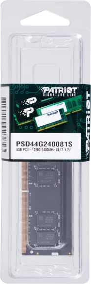 Память DDR4 4Gb 2400MHz Patriot PSD44G240081S Signature RTL PC4-19200 CL17 SO-DIMM 260-pin 1.2В single rank Ret Память DDR4 4Gb 2400MHz Patriot PSD44G240081S Signature RTL PC4-19200 CL17 SO-DIMM 260-pin 1.2В single rank Ret