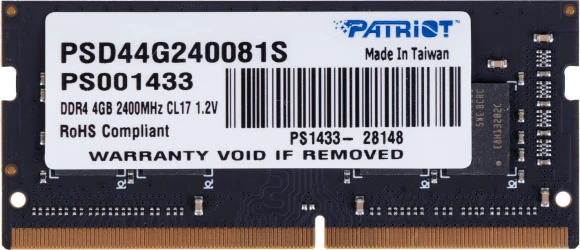 Память DDR4 4Gb 2400MHz Patriot PSD44G240081S Signature RTL PC4-19200 CL17 SO-DIMM 260-pin 1.2В single rank Ret Память DDR4 4Gb 2400MHz Patriot PSD44G240081S Signature RTL PC4-19200 CL17 SO-DIMM 260-pin 1.2В single rank Ret