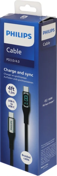 Кабель Philips DLC9100 USB Type-C (m)-USB Type-C (m) 1.2м черный коробка (упак.:1шт)