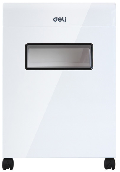 Шредер Deli E9911-EU белый (секр.P-4) фрагменты 8лист. 16лтр. скрепки скобы пл.карты CD Шредер Deli E9911-EU белый (секр.P-4) фрагменты 8лист. 16лтр. скрепки скобы пл.карты CD