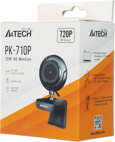 Камера Web A4Tech PK-710P черный 1Mpix (1280x720) USB2.0 с микрофоном