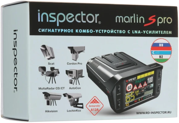 Видеорегистратор с радар-детектором Inspector MARLIN S PRO черный 1080x1920 1080p 130гр. GPS Ambarella A12A20 Видеорегистратор с радар-детектором Inspector MARLIN S PRO черный 1080x1920 1080p 130гр. GPS Ambarella A12A20