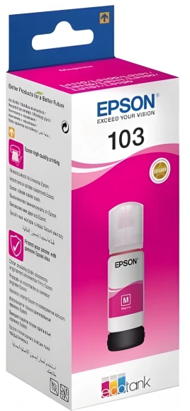 Чернила Epson 103 C13T00S34A пурпурный65мл для Epson L3100/3110/3150 Чернила Epson 103 C13T00S34A пурпурный65мл для Epson L3100/3110/3150