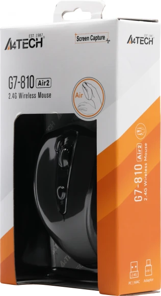 Мышь A4Tech G7-810 Air2 черный оптическая 2000dpi беспров. USB для ноутбука 7but