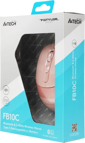 Мышь A4Tech Fstyler FB10C розовый оптическая 2000dpi беспров. BT/Radio USB 4but (FB10C BABY PINK) Мышь A4Tech Fstyler FB10C розовый оптическая 2000dpi беспров. BT/Radio USB 4but (FB10C BABY PINK)