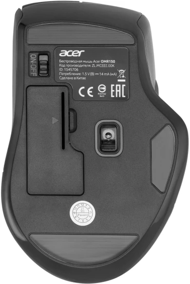 Мышь Acer OMR150 черный оптическая 1600dpi беспров. USB 6but (ZL.MCEEE.00K)