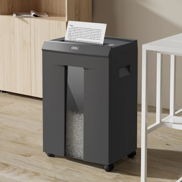 Шредер Deli Laro-H ET098 серый (секр.P-7) фрагменты 8лист. 30лтр. скрепки скобы пл.карты CD Шредер Deli Laro-H ET098 серый (секр.P-7) фрагменты 8лист. 30лтр. скрепки скобы пл.карты CD