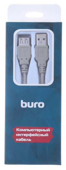 Кабель Buro USB A(m) USB A(f) 1.8м (BHP RET USB_AF18) серый (блистер)