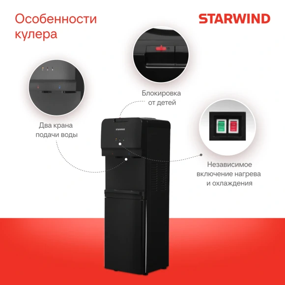 Кулер Starwind SW-1005TEW напольный электронный черный