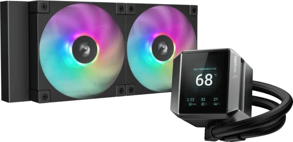 Система водяного охлаждения Deepcool Mystique 240 ARGB Soc-AM5/AM4/1200/1700/1851 черный 4-pin 36.49dB Al LCD 280W 1543gr Ret (R-LX550-BKADSNC-G-1) Система водяного охлаждения Deepcool Mystique 240 ARGB Soc-AM5/AM4/1200/1700/1851 черный 4-pin 36.49dB Al LCD 280W 1543gr Ret (R-LX550-BKADSNC-G-1)