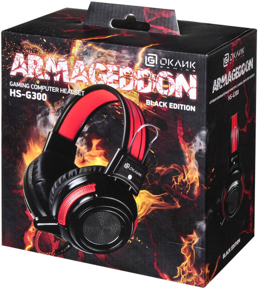 Наушники с микрофоном Оклик HS-G300 ARMAGEDDON черный/красный 2.2м мониторные оголовье (337457) Наушники с микрофоном Оклик HS-G300 ARMAGEDDON черный/красный 2.2м мониторные оголовье (337457)