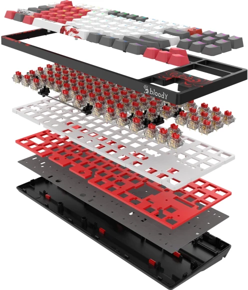 Клавиатура A4Tech Bloody WS87 Naraka механическая черный/красный USB беспроводная BT/Radio Multimedia for gamer LED (WS87)