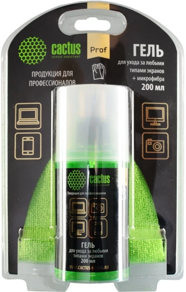 Чистящий набор (салфетки + гель) Cactus CS-S3004BL для экранов и оптики блистер 1шт 25х25см 200мл