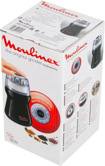 Кофемолка Moulinex AR110830 180Вт сист.помол.:ротац.нож вместим.:50гр черный