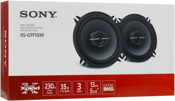 Колонки автомобильные Sony XS-GTF1339 (без решетки) 230Вт 89дБ 4Ом 13см (5дюйм) (ком.:2кол.) коаксиальные трехполосные