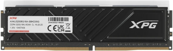Память DDR4 8GB 3200MHz A-Data AX4U32008G16A-SBKD35G XPG Spectrix D35G RGB RTL Gaming PC4-25600 CL16 DIMM UDIMM 288-pin 1.35В dual rank с радиатором Ret