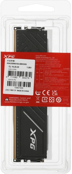 Память DDR4 8GB 3200MHz A-Data AX4U32008G16A-SBKD35G XPG Spectrix D35G RGB RTL Gaming PC4-25600 CL16 DIMM UDIMM 288-pin 1.35В dual rank с радиатором Ret