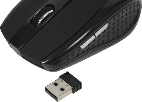 Мышь Оклик 455MW черный оптическая 1600dpi беспров. USB для ноутбука 6but (945818)