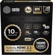 Кабель аудио-видео Cactus CS-HDMI-AOC-2.1-10 HDMI (m)/HDMI (m) 10м. позолоч.конт. черный Кабель аудио-видео Cactus CS-HDMI-AOC-2.1-10 HDMI (m)/HDMI (m) 10м. позолоч.конт. черный