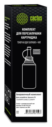 Тонер Cactus CS-RK-TK1110 черный флакон 80гр. (в компл.:чип) для принтера Kyocera FS-1020/1040/1120 Тонер Cactus CS-RK-TK1110 черный флакон 80гр. (в компл.:чип) для принтера Kyocera FS-1020/1040/1120