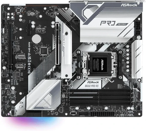 Материнская плата Asrock B650 PRO RS Socket AM5 AMD B650 4xDDR5 ATX AC`97 8ch(7.1) 2.5Gg RAID+HDMI+DP Материнская плата Asrock B650 PRO RS Socket AM5 AMD B650 4xDDR5 ATX AC`97 8ch(7.1) 2.5Gg RAID+HDMI+DP