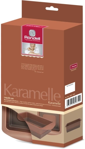 Форма для выпечки Rondell Karamelle RDF-450 прямоуг. 14x22см сталь/силикон карамель