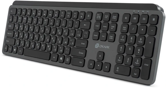Клавиатура Оклик K859W серый/черный USB беспроводная slim Multimedia (2002136)