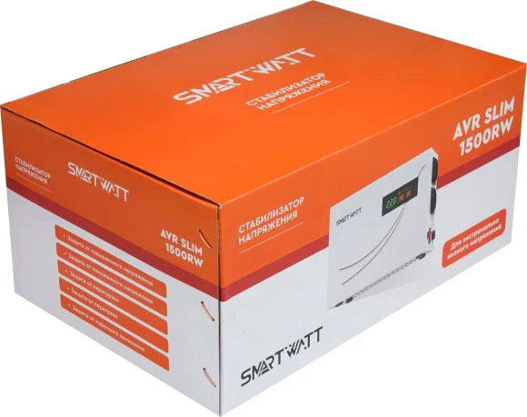Стабилизатор напряжения Smartwatt AVR Slim 1500RW 1500ВА белый Стабилизатор напряжения Smartwatt AVR Slim 1500RW 1500ВА белый