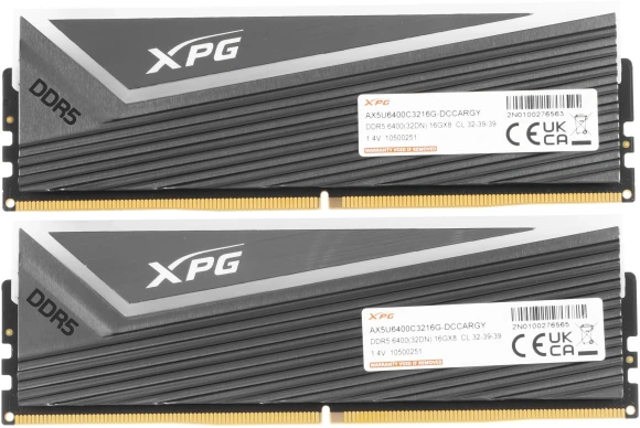 Память DDR5 2x16GB 6400MHz A-Data AX5U6400C3216G-DCCARGY XPG Caster RGB RTL Gaming PC5-51200 CL32 DIMM ECC 288-pin 1.4В kit single rank с радиатором Ret Память DDR5 2x16GB 6400MHz A-Data AX5U6400C3216G-DCCARGY XPG Caster RGB RTL Gaming PC5-51200 CL32 DIMM ECC 288-pin 1.4В kit single rank с радиатором Ret