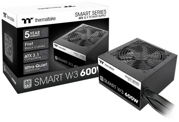 Блок питания Thermaltake ATX 600W Smart W3 Gen.5 80+ white (20+4pin) APFC 120mm fan 4xSATA RTL