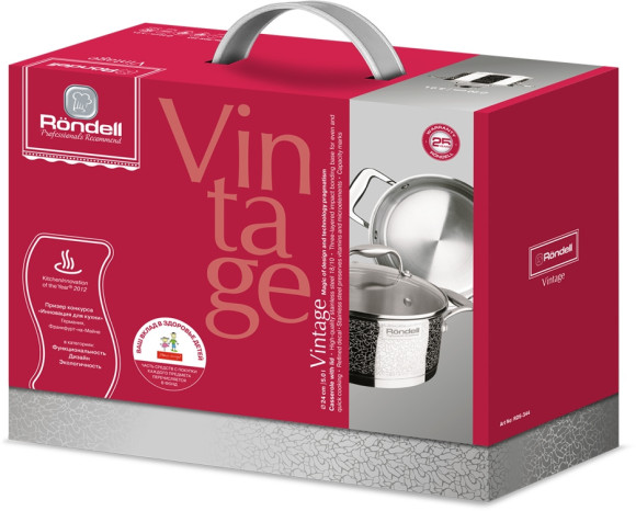 Кастрюля Rondell Vintage RDS-344 5л. d=24см (с крышкой) стальной Кастрюля Rondell Vintage RDS-344 5л. d=24см (с крышкой) стальной